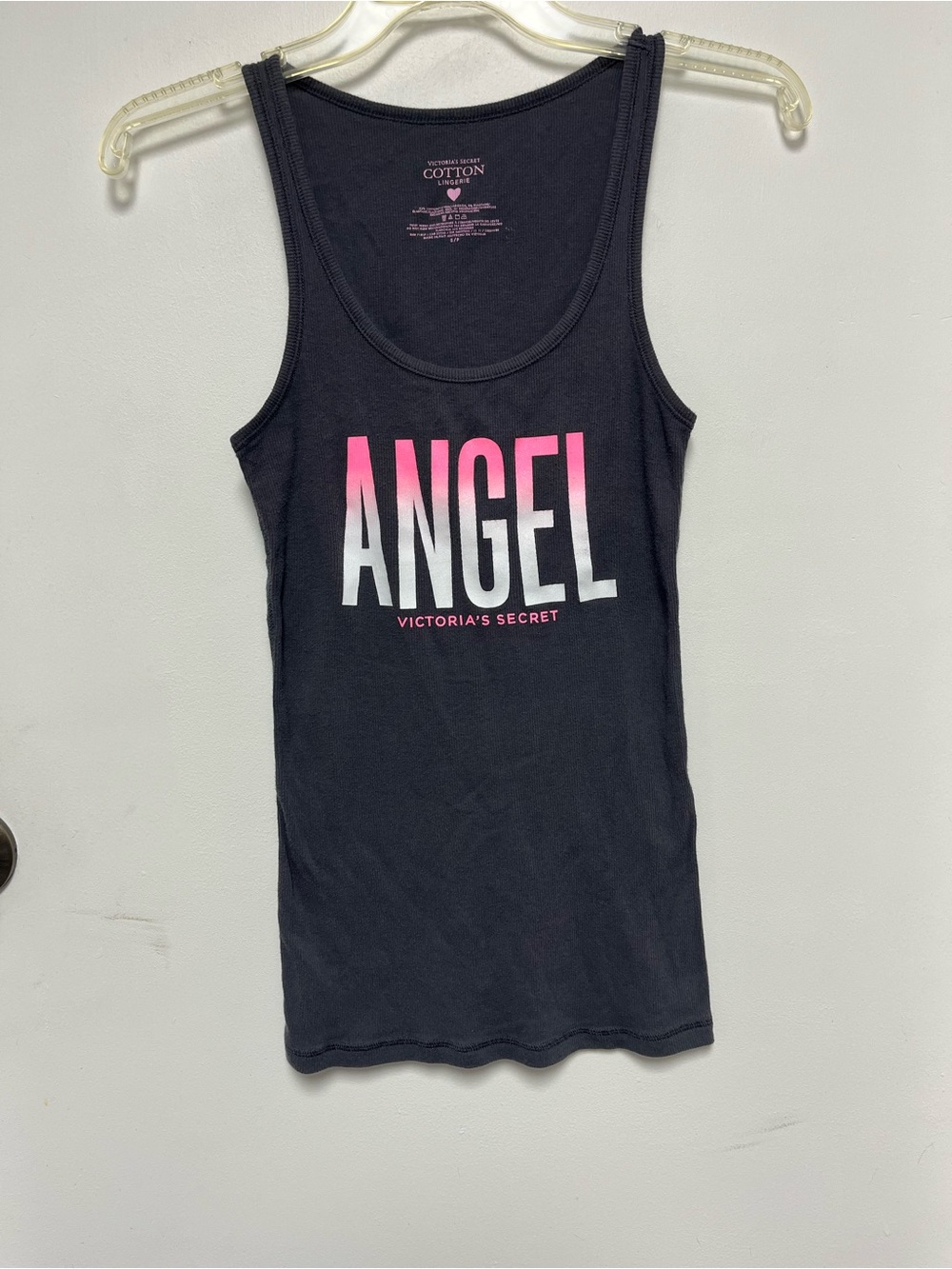 Victoria's Secret Dark GrayTank with Pink-to-White ANGEL Logo